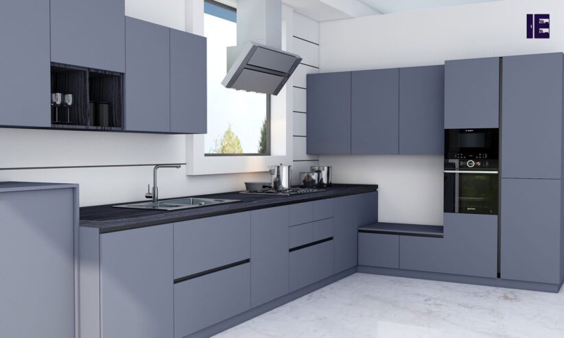 Handleless-Kitchen-in-smoke-blue-finish-wit-black-handlless-profile-1