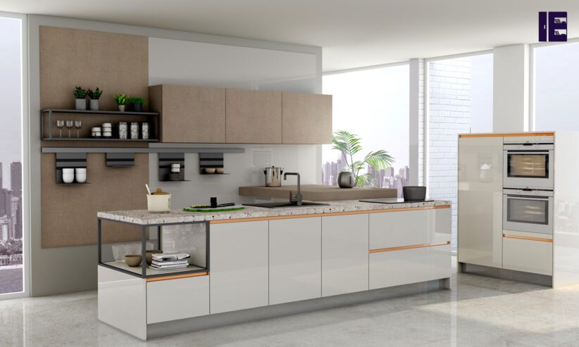 Premiumline-kitchen-with-Brass-handleless-profile-in-Textured-Penelope-and-light-grey-acrylic-finish-1