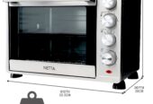netta-1500w-45l-mini-oven-with-double-hot-plate-silver-size
