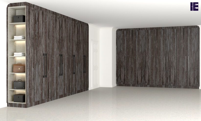 Modern-walk-in-hinged-wooden-wardrobe-in-Syncron-Ice-_-Light-Grey-finish-1